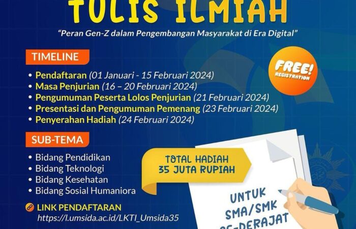 pengumuman LKTI Milad ke-35 Umsida